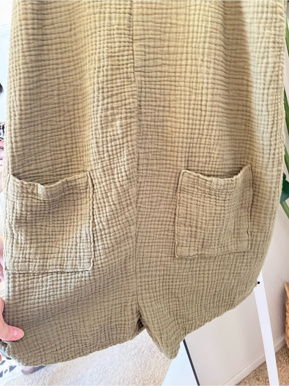 🌿 Dark Olive Green Cotton Gauze Boho Romper Jumpsuit size XS - Picture 6 of 8